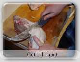 Cut leg quarter into joint Cut leg quarter into joing